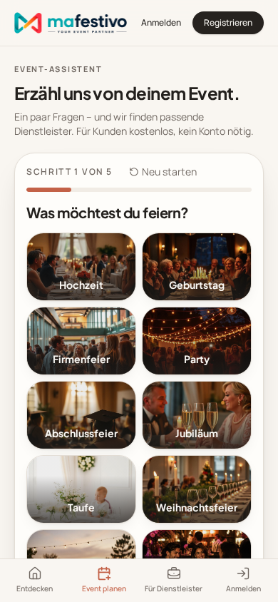 Event-Assistent in der Mafestivo-App